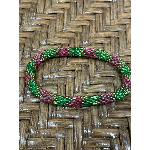 Colorful Himalayan Glass Bead Bracelet Stack Set Of 3 - Picture 5 of 6